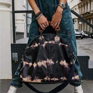 Free People Shibori Willow Bag black leather hand dyed new with tags